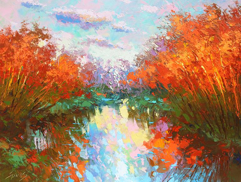 770x582 Saatchi Art The Colors Of Autumn Pond - Oil Painting Landscape Artists
