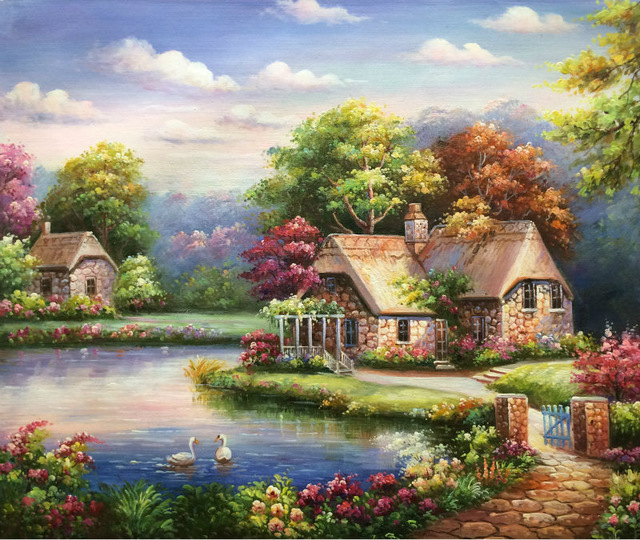 640x540 Hand Painted European Style Oil Canvas Painting Realist Forest - Oil Painting Landscape Images
