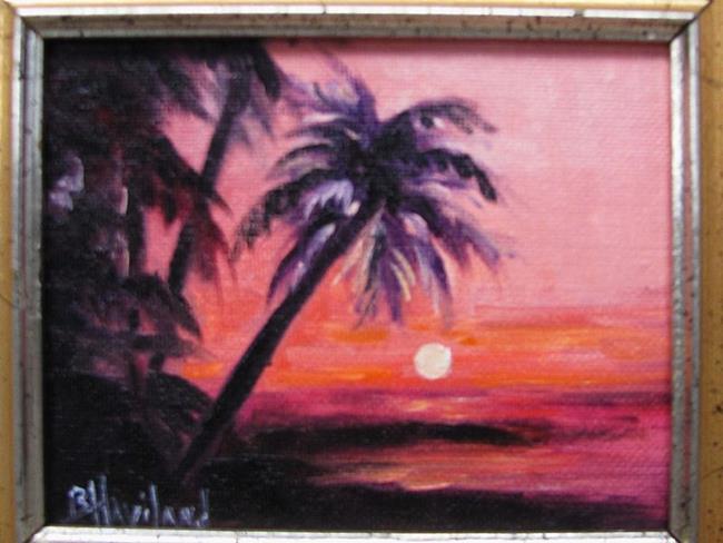 650x488 Palm Sunset Miniature Oil Painting - Oil Painting Miniatures