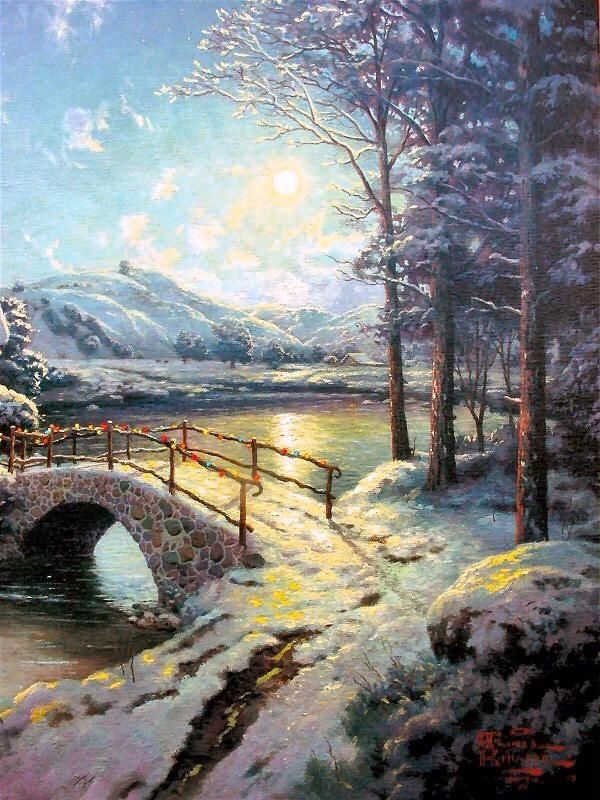 600x800 Thomas Kinkade Christmas Christmas And Winter - Oil Painting Nature Scenes