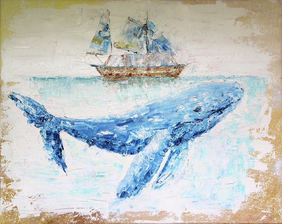 900x716 Original Oil Painting Ocean Whale On Canvas Painting By Liliya - Oil Painting Ocean
