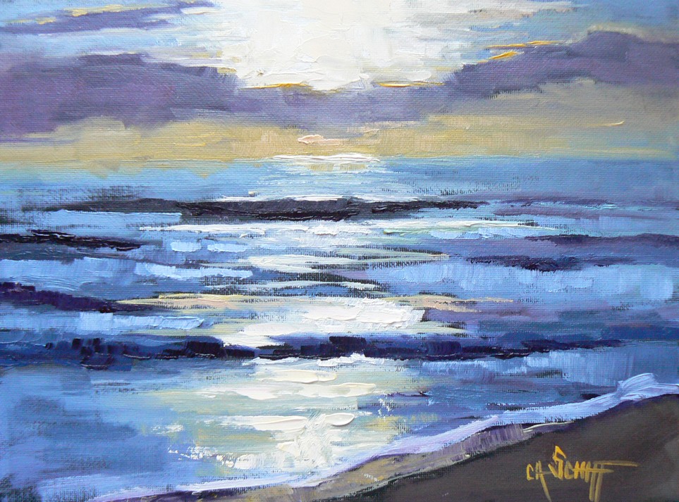 963x713 Palette Knife Painters, International Small Seascape, Ocean - Oil Painting Ocean