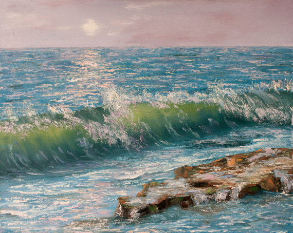 570x454 Items Similar To Sea Beach Oil Painting, Ocean Shore, Wavy Beach - Oil Painting Ocean