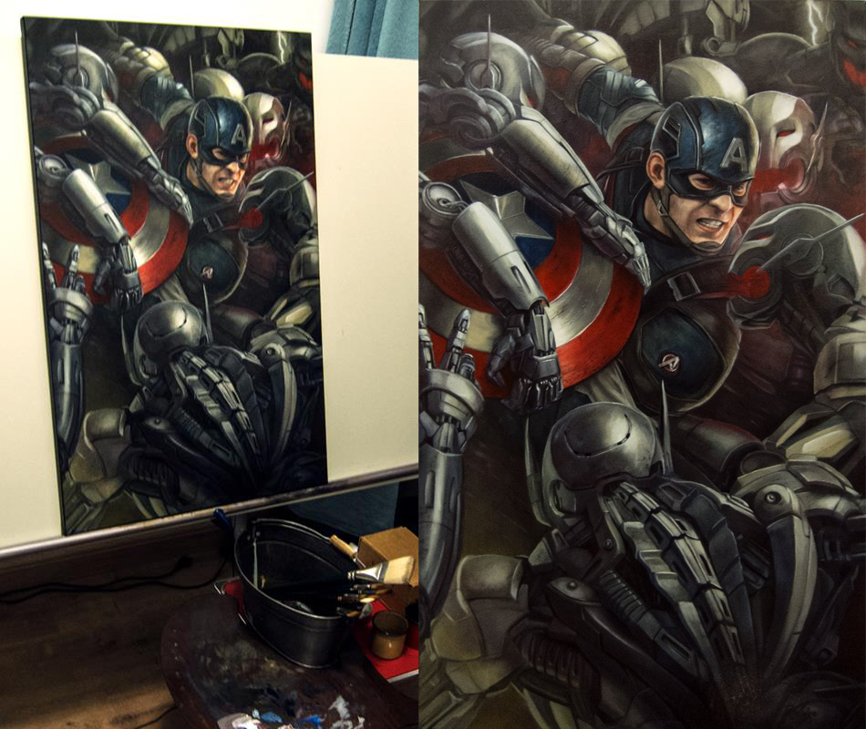 950x800 Captain America Oil Painting By Rodrigobastos - Oil Painting Of America