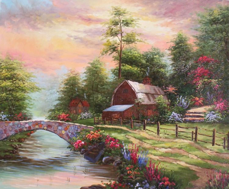 750x619 Oil Paintings Frames - Oil Painting Of Barns