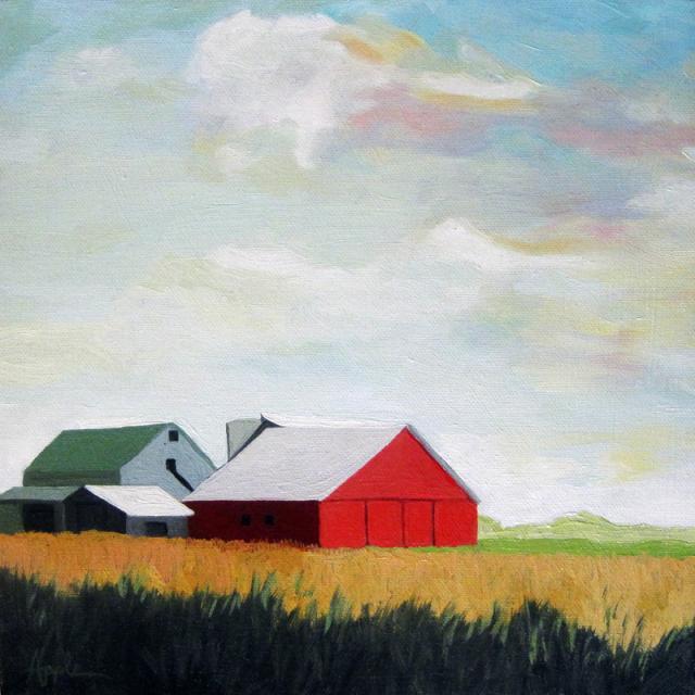 640x640 Country Ohio Farm Landscape Red Barn Original Oil Painting By - Oil Painting Of Barns