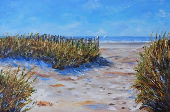550x363 One Of Many Oil Paintings Of Local Beach Scenes. - Oil Painting Of Beach Scenes