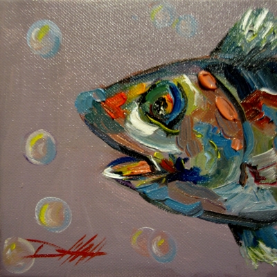 400x400 Painting Of The Day, Daily Oil Paintings By Delilah Wild Fish No - Oil Painting Of Fish