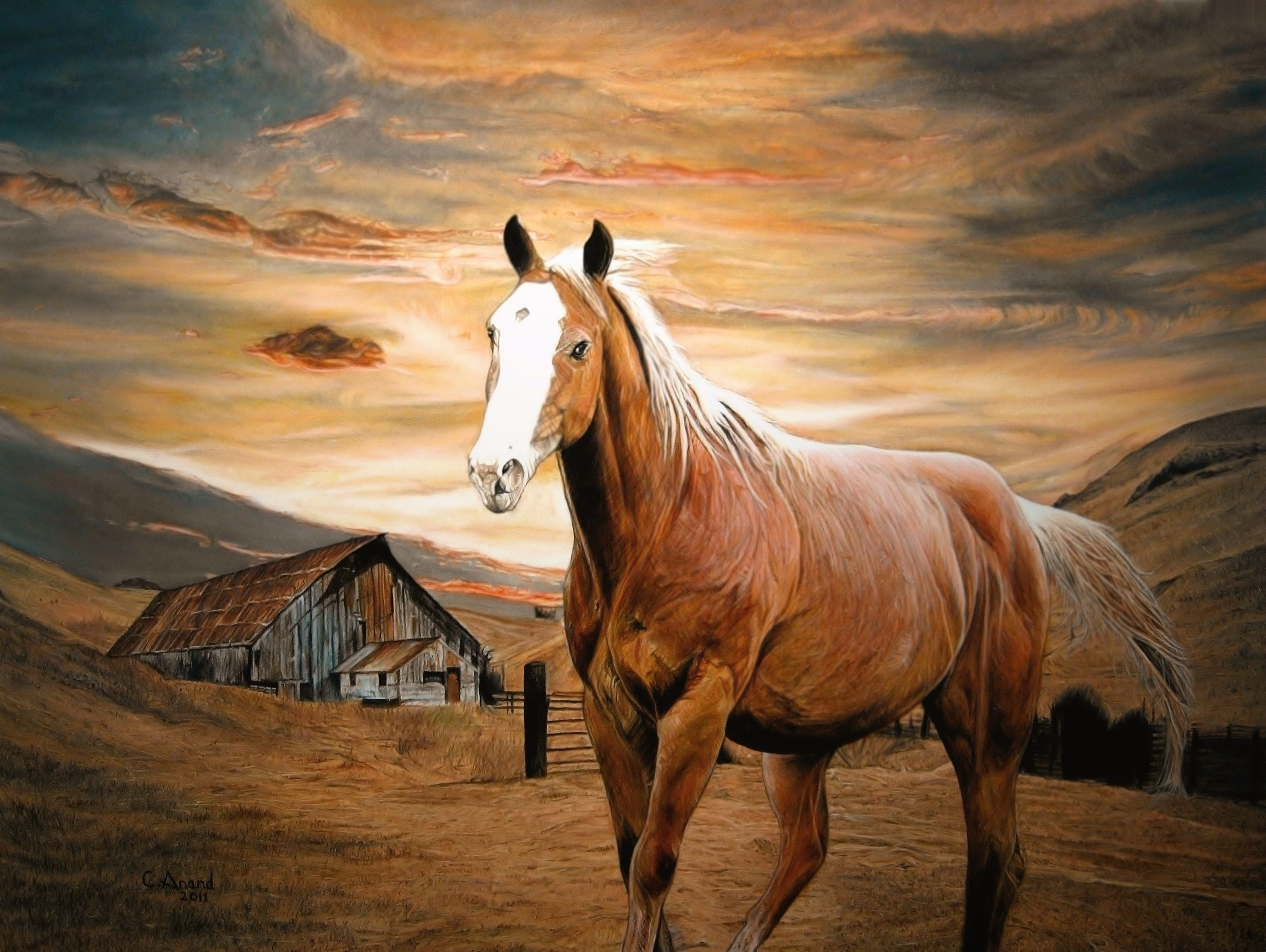 2904x2184 Horse Oil Painting On Canvas Oil Painting Runaway Horse Original - Oil Painting Of Horses Original