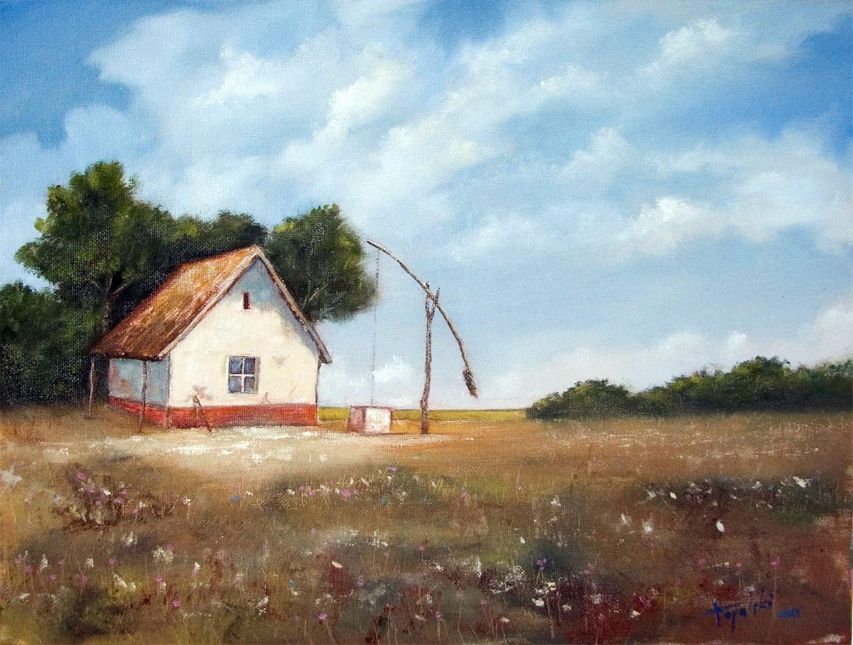 1222x925 Farm House Oil Painting Fine Arts Gallery - Oil Painting Of House