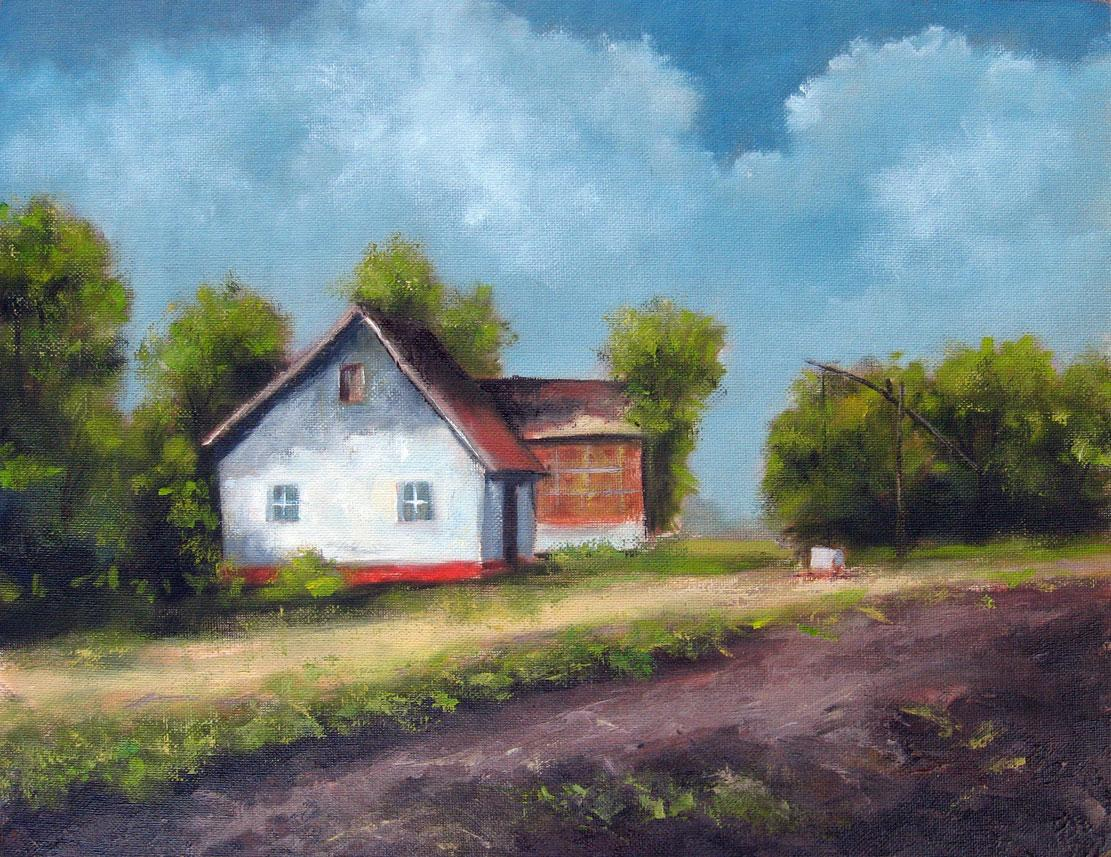 1111x857 Oil Paintings Of Houses Farm House Oil Painting Fine Arts Original - Oil Painting Of House