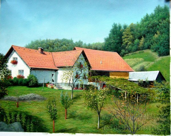 600x479 Photo To Painting, House Oil Painting From Photo - Oil Painting Of House