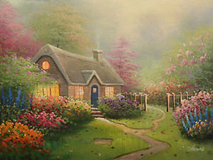300x225 Very Classic Oil Painting Of Landscape Scene Road To House - Oil Painting Of House