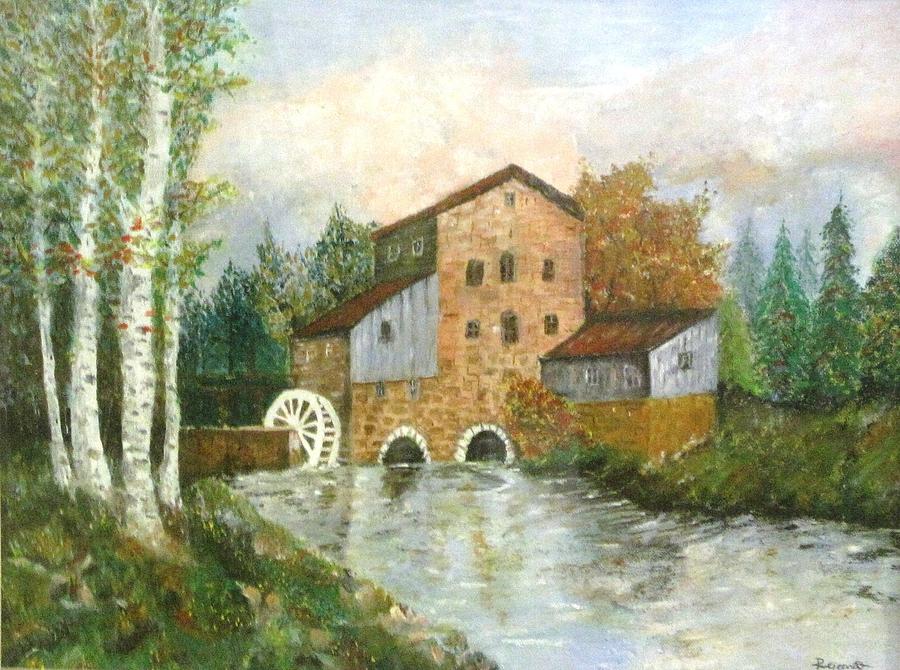 900x670 An Old House By The Forest Oil Painting Painting By Rejeena Niaz - Oil Painting Of House