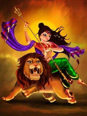 278x370 Durga Maa Oil Painting - Oil Painting Of Maa Durga