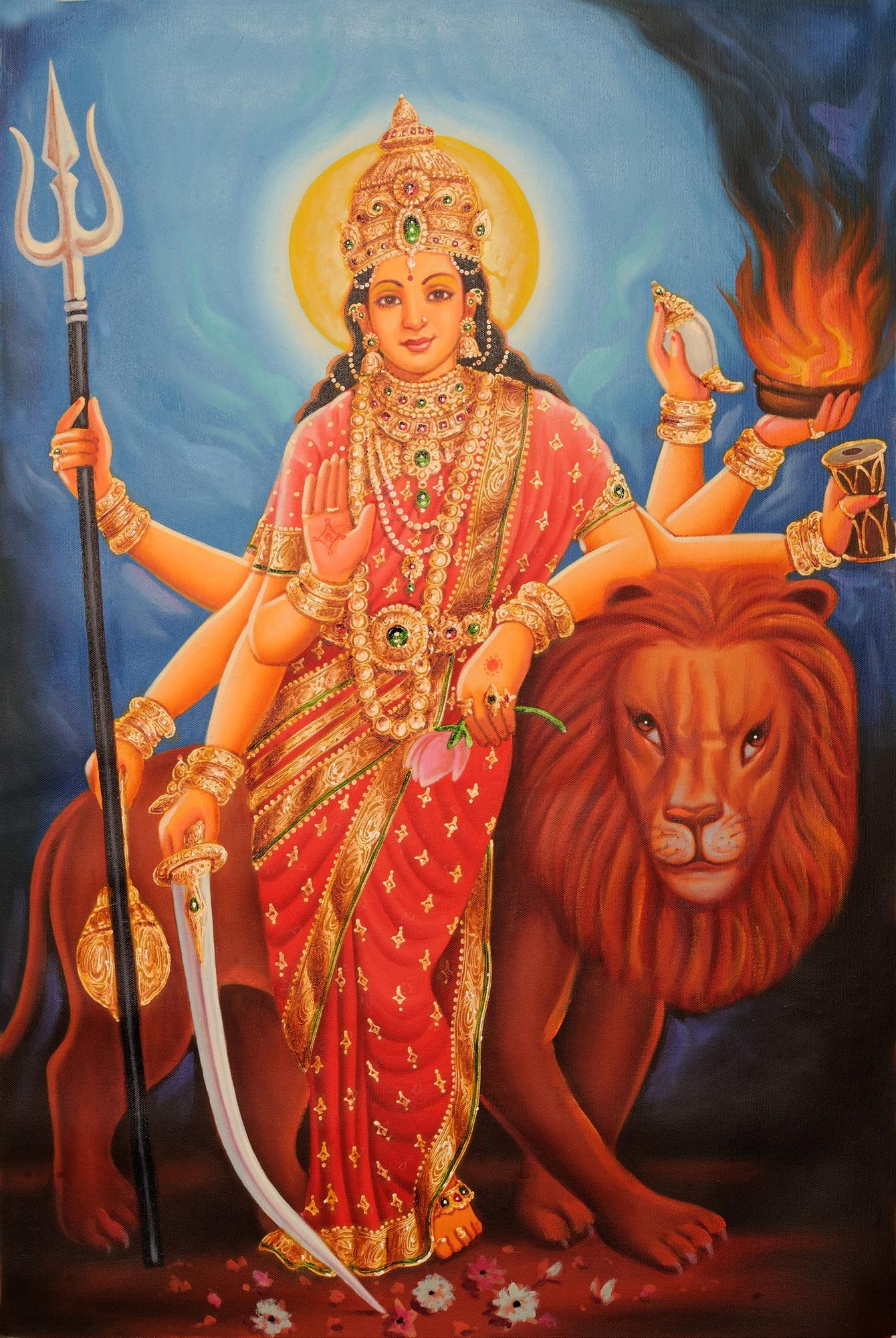 1340x2000 Goddess Durga Durga, Goddesses And Paintings - Oil Painting Of Maa Durga