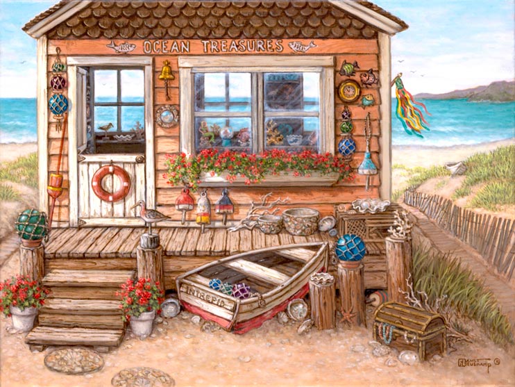 742x557 Ocean Treasures, One Of Janet Kruskamp's Original Oil Paintings - Oil Painting Of Ocean Scenes