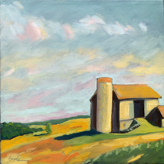 576x576 Ohio Country Barn Landscape Contemporary Original Oil Painting - Oil Painting Of Old Barns