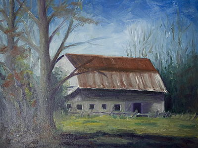 400x300 Old Barn Acrylic Painting I Am Also Working - Oil Painting Of Old Barns