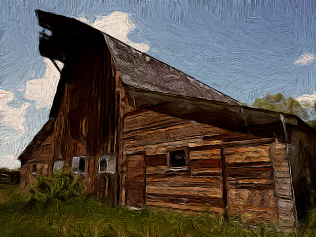 640x480 Paintings Bus Driver Jim - Oil Painting Of Old Barns