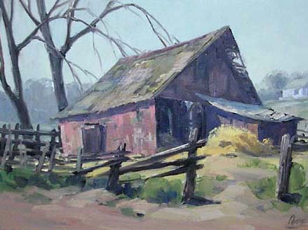 439x328 Lee Youngman Galleries - Oil Painting Of Old Barns