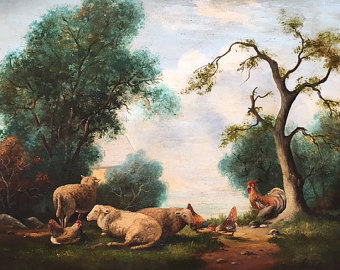 340x270 Oil Painting Sheep Etsy - Oil Painting Of Sheep And Landscape