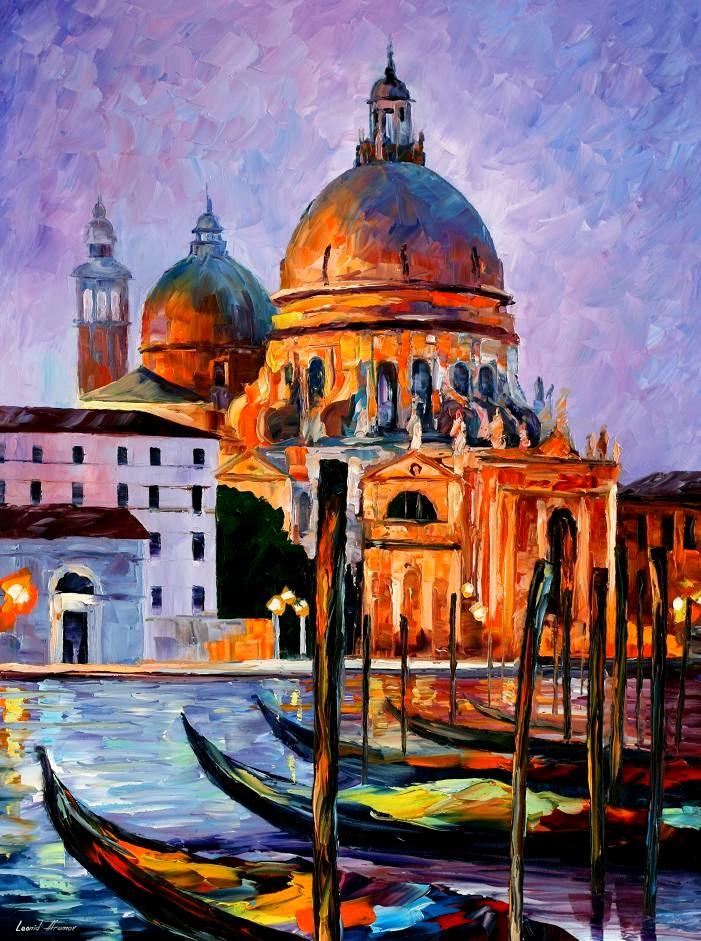 701x941 Night Venice Palette Knife Oil Painting On Canvas By Leonid - Oil Painting Of Venice Italy