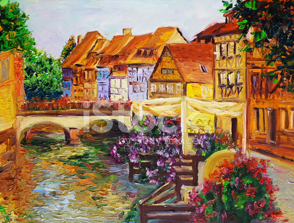 581x440 Oil Painting Venice, Italy Stock Vector - Oil Painting Of Venice Italy