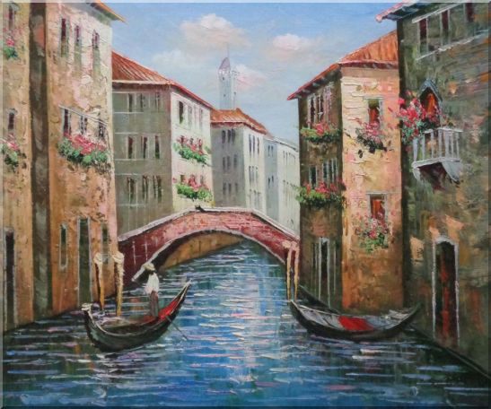 547x456 Framed Gondolas In Street Of Venice, Italy Oil Painting Naturalism - Oil Painting Of Venice Italy