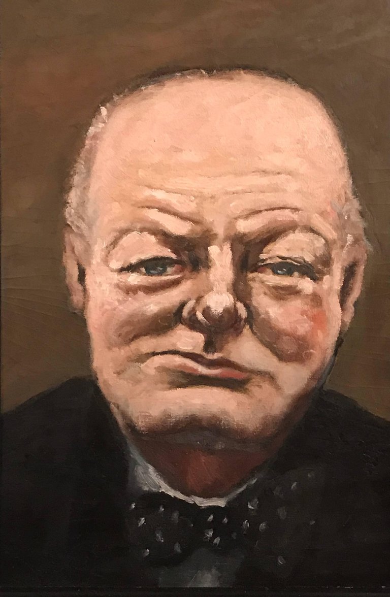 768x1176 Oil Paintings The Stag Gallery - Oil Painting Of Winston Churchill