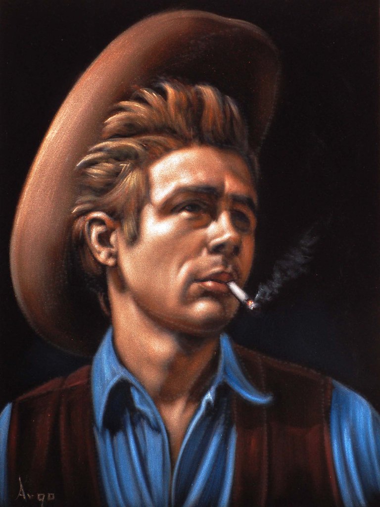 768x1024 James Dean Portrait, Original Oil Painting On Black Velvet By - Oil Painting On Black Velvet
