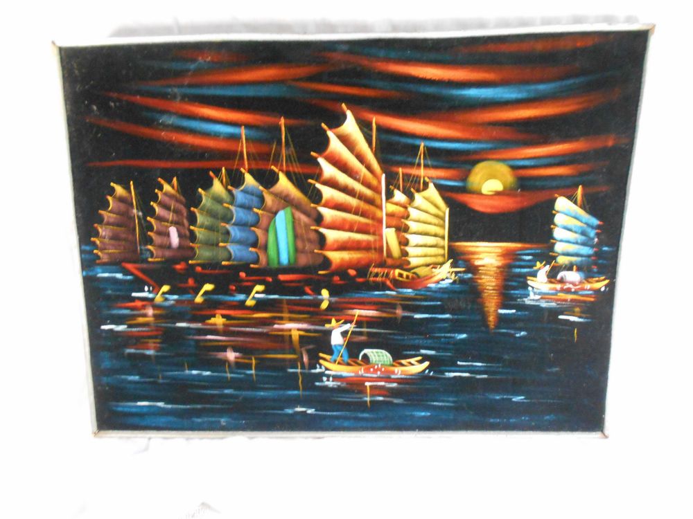 1000x750 Vintage Oil Painting On Black Velvet - Oil Painting On Black Velvet