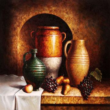 360x360 Hand Painted Still Life Oil Painting On Canvas, Earthenware - Oil Painting On Canvas
