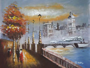 300x225 Colorful London Large Oil Painting Canvas Contemporary Cityscape - Oil Painting On Canvas