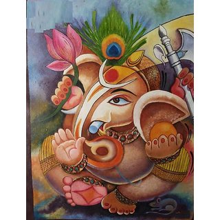 320x320 Buy Ganesh Oil Painting On Canvas Online - Oil Painting On Canvas