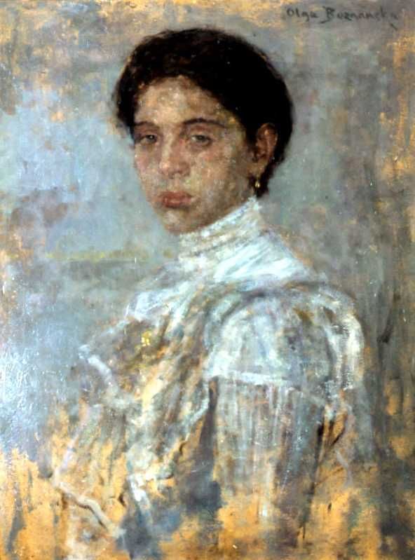 592x799 Olga Portret Pani W Sukni, 1905 Oil On Cardboard - Oil Painting On Cardboard
