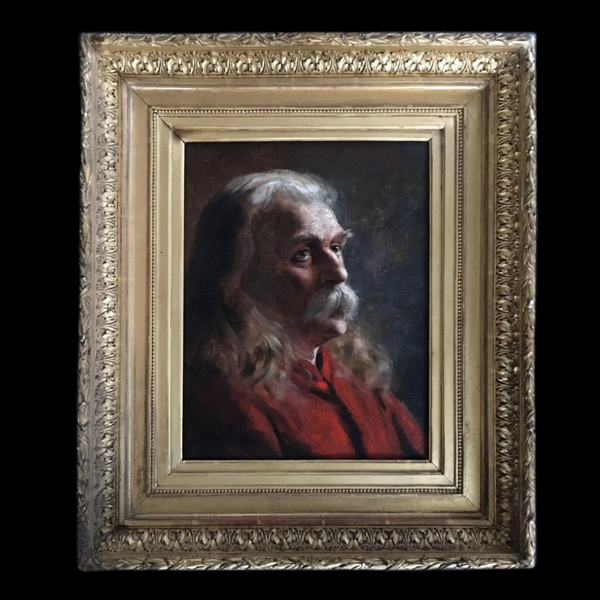 2048x2047 Antique Oil Painting On Canvas Cardboard, Portrait American School - Oil Painting On Cardboard