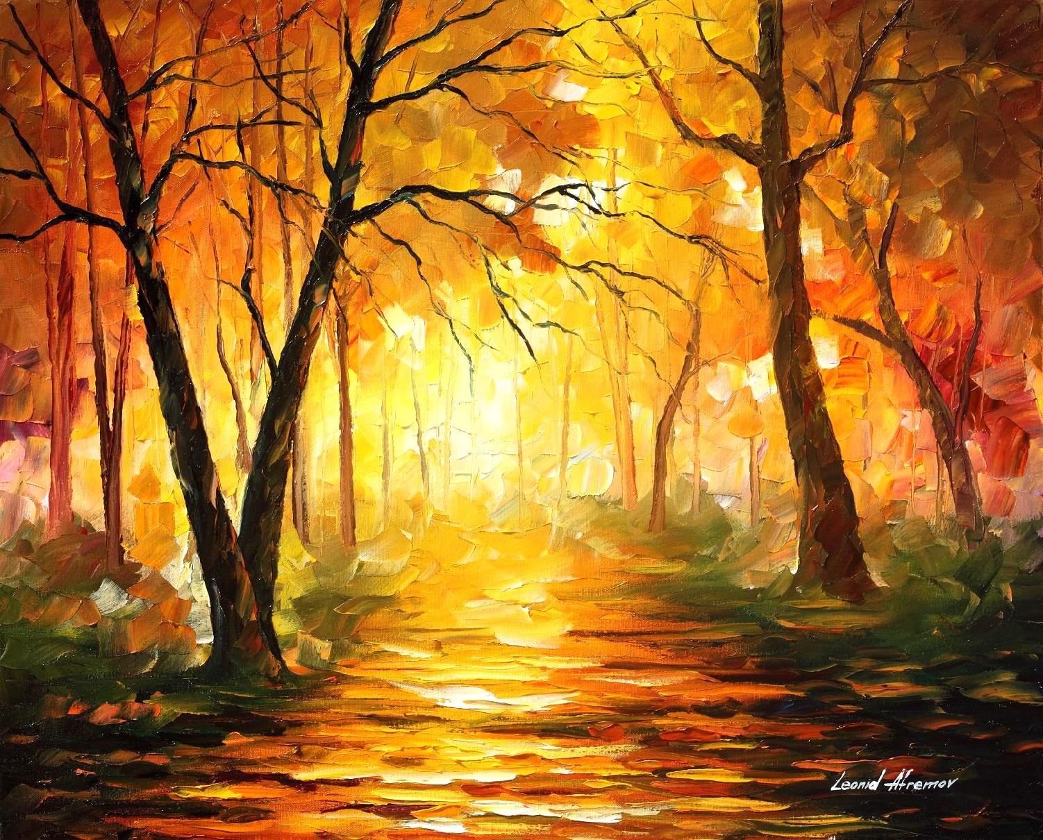 1502x1210 Yellow Fog 3 Palette Knife Oil Painting On Canvas By Leonid - Oil Painting Pics