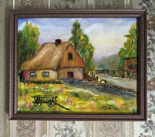 498x441 Old Cottage Oil Painting On Canvas, 8x10, Framed - Oil Painting Pictures On Canvas