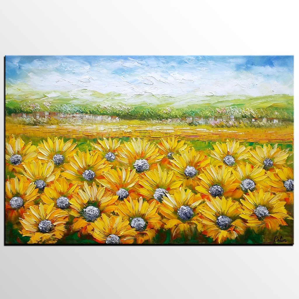 1024x1024 Sunflower Painting, Canvas Oil Painting, Heavy Texture Art - Oil Painting Pictures On Canvas
