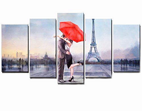 500x391 Valentine's Gift Honest Canvas Prints Love In Paris 5 Panels Huge - Oil Painting Print On Canvas