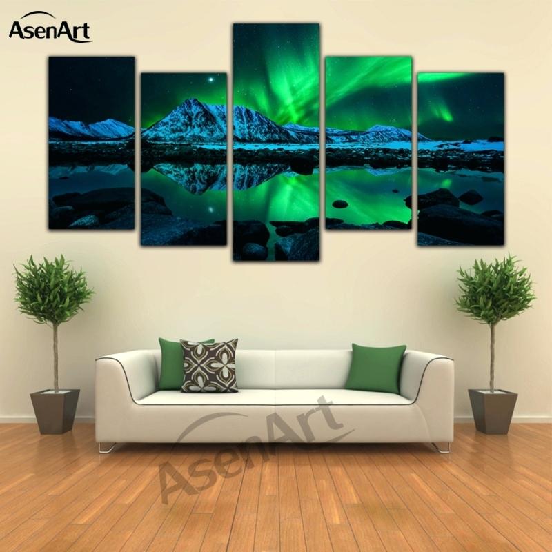 800x800 Wall Canvas Art Landscape 5 Panel Canvas Art Aurora Oil Painting - Oil Painting Print On Canvas
