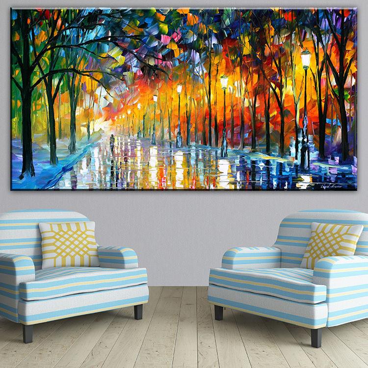 750x750 Dp Artisan Colorful Tree Lights Oil Painting Print Canvas W No - Oil Painting Print On Canvas