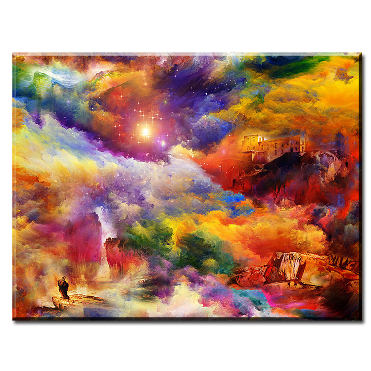 750x750 Dp Artisan House On Space Art Wall Painting Print On Canvas - Oil Painting Print On Canvas