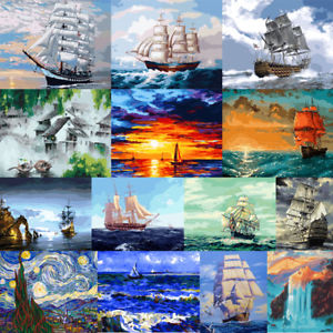 300x300 Diy Paint By Number Kit Acrylic Linen Paint Oil Painting Ship Wall - Oil Painting Scenery