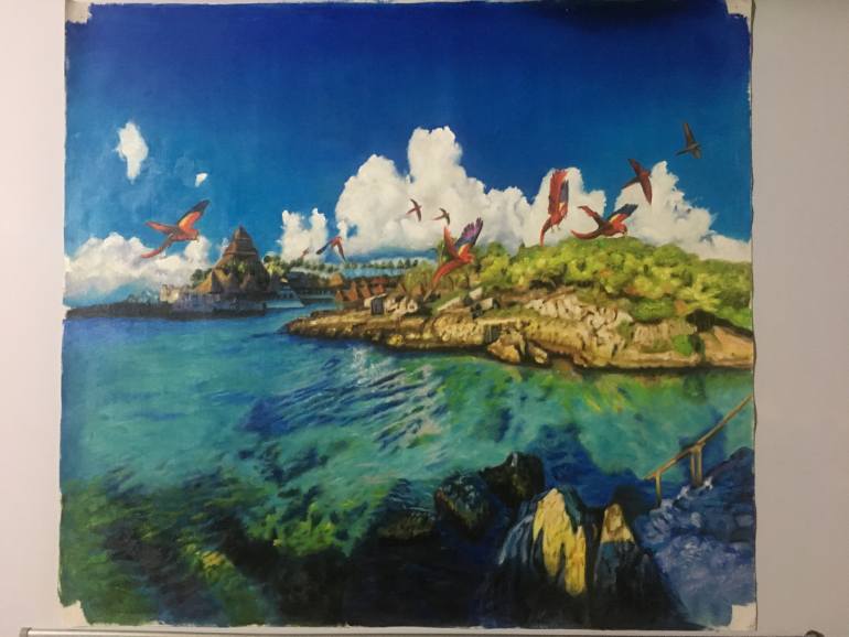 770x578 Saatchi Art Landscape Oil Painting, Grand Scenery On Caribbean - Oil Painting Scenery