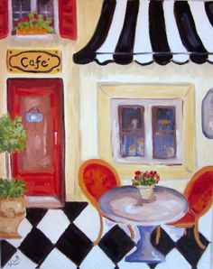 236x298 French Cafe Original Painting, Cafe Paintings, Coffee Shop - Oil Painting Shop