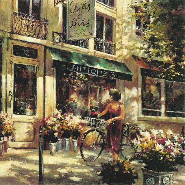 640x640 Prints Picture Inpressionist Street Oil Painting Beautiful Bike - Oil Painting Shop