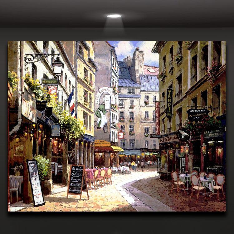750x750 2018 Europe Street Coffee Shop Picture Printed On Canvas Modern - Oil Painting Shop