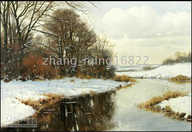 647x447 2018 Oil Painting Landscape Amp River In Winter Snow 24x20 - Oil Painting Snow Landscape
